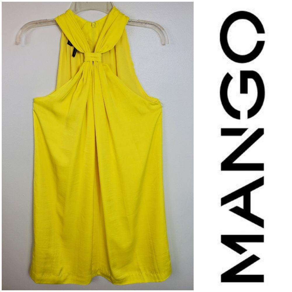Mango Yellow Sleeveless Keyhole Neckline Dress 6